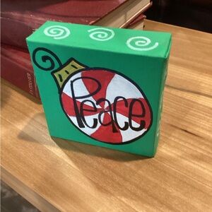 SOLD!Small Hand-painted Christmas Peace Canvas